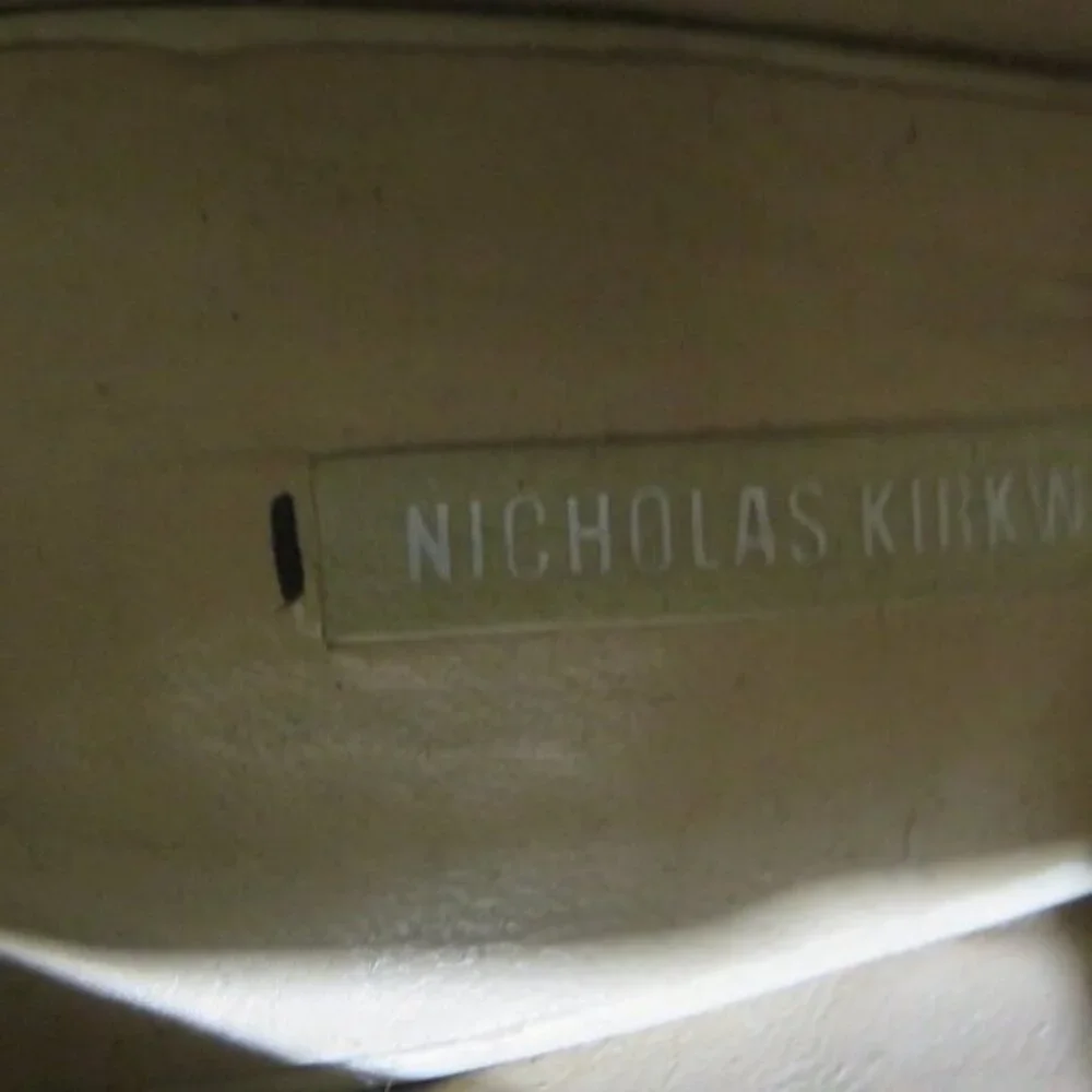 Nicholas Kirkwood Tan Nude Italian Leather & Floral Velvet Lace Platform Wedge 6